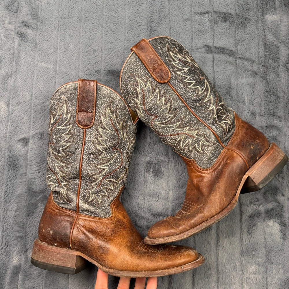 Cody James Mens BBM164 Brown Leather Square Toe Western Cowboy Boots 9.5 D